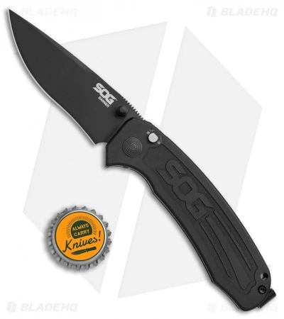 SOG Banner Spring Assisted Knife Black Aluminum (3.5" Black) BA1001 - Image 4