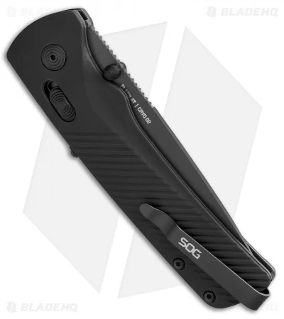 SOG Flash AT-XR Lock Knife Blackout GRN (3.45" Black Serr) - Image 3