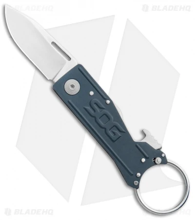 SOG Keytron Clip Point Folding Knife Key Chain Gray (1.9" Satin) KT1004-CP