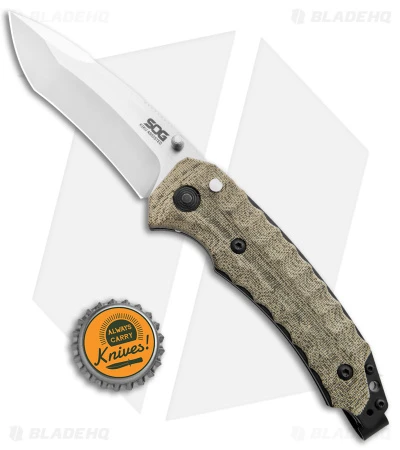SOG Kiku Spring Assisted Knife Tan Micarta (3.5" Satin) KU-3003 - Image 4