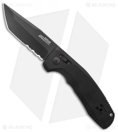 SOG Knives SOG-TAC AU Tanto Automatic Knife Black Aluminum (3.4" Black Serr)