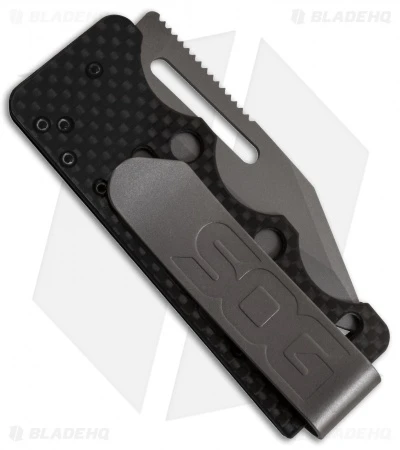 SOG Ultra C-Ti Money Clip Knife Carbon Fiber (2.8" Bead Blast) - Image 3