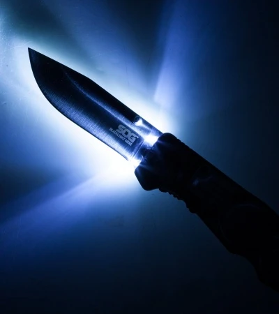 SOG Bladelight Folder Mini Black Knife + LED Flashlight (3" Satin) BLT60-CP - Image 3