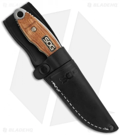 SOG Huntspoint Skinning Knife Fixed S30V Blade / Wood (3.6" Satin Plain) HT013L - Image 2